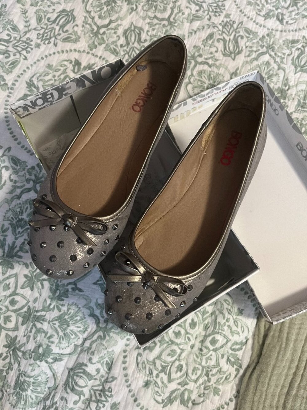Bongo Silver Stunner Ballet Flats with studs (9)